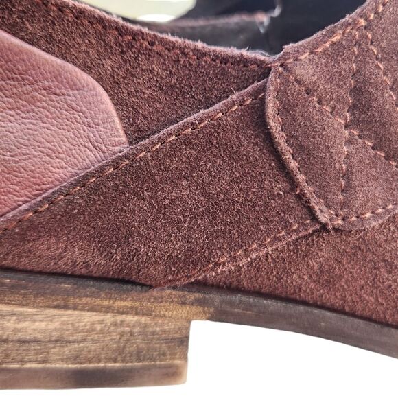 Diba True Ankle Boots Boho Suede Leather Flat Bootie Cottage Fairy Burgundy 10 - Picture 13 of 14